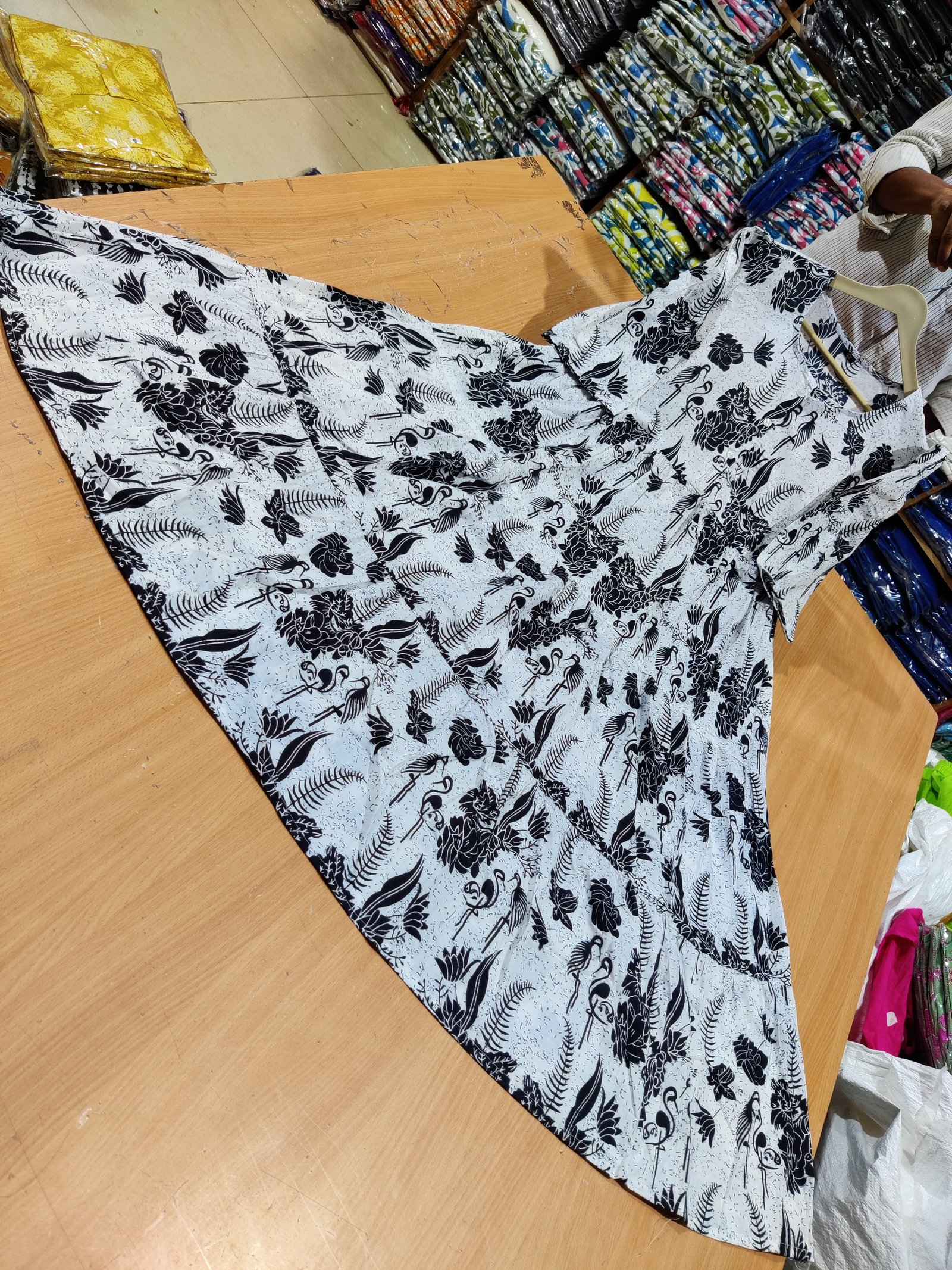 White Printed Cotton Midi Gown Dress